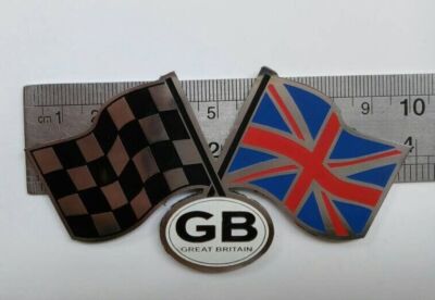 Vintage Badge Flag Ch equred Un ion J ack G B Ves pa Lam bretta Cafe Rac er L440