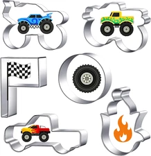 6 Truck Cookie Cutters – Metal Molds for Kids' Baking & Party Favors