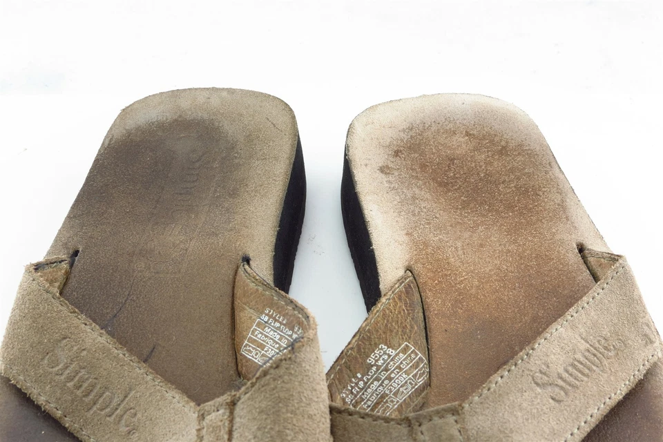 Женские кожаные босоножки простой размер 8 M коричневые шлепанцы - Изображение 3 из 4