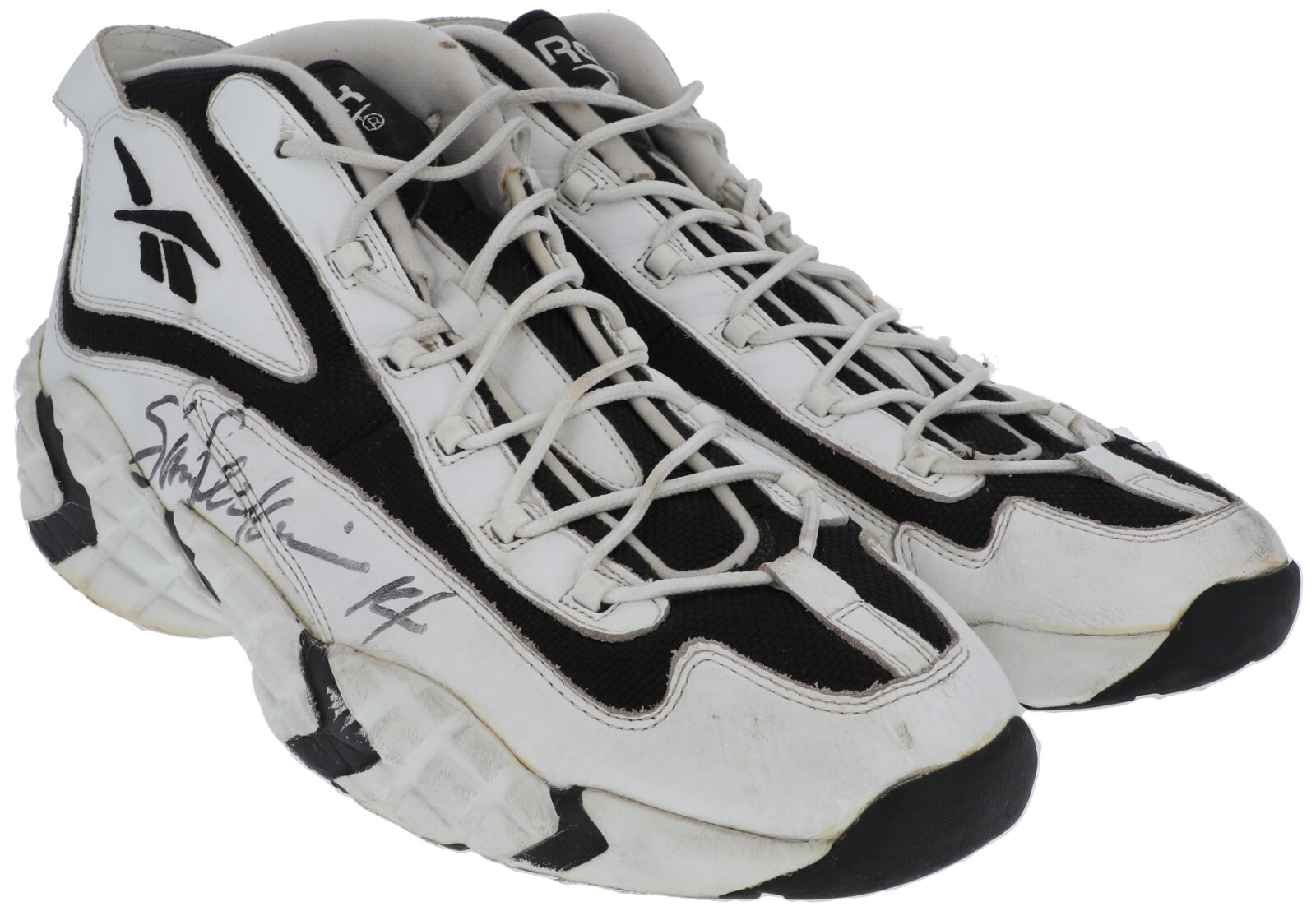 1996 Sam Perkins Game-Used Twice-Signed Seattle SuperSonics Reebok Sneakers BAS 