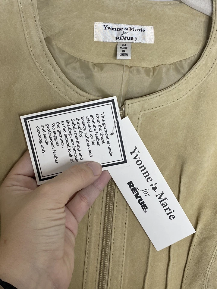 Yvonne La Marie Revue VTG Tan Suede Leather Full Zip Jacket Coral Women's Size M - Image 3 of 4