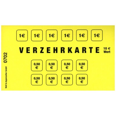 W&A Verzehrkarte Verzehrkarten 10 Euro gelb 50 Blatt