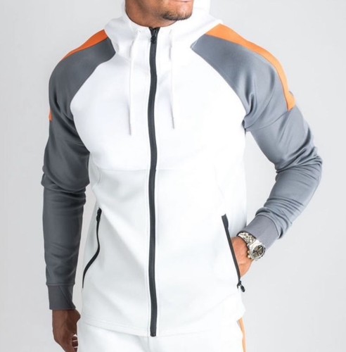 Mens full tracksuit zip hoodie & joggers, 2 piece set, gym ribbed cuff slim fit - Picture 4 of 5