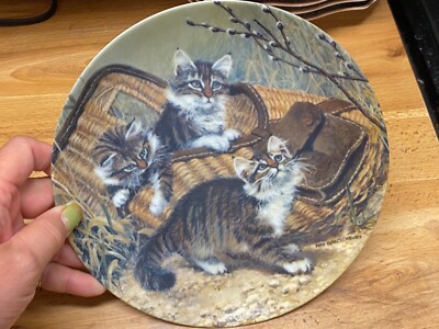 Vintage Plate Edwin Knowles Gone Fishing Maine Coons Cats Replacement