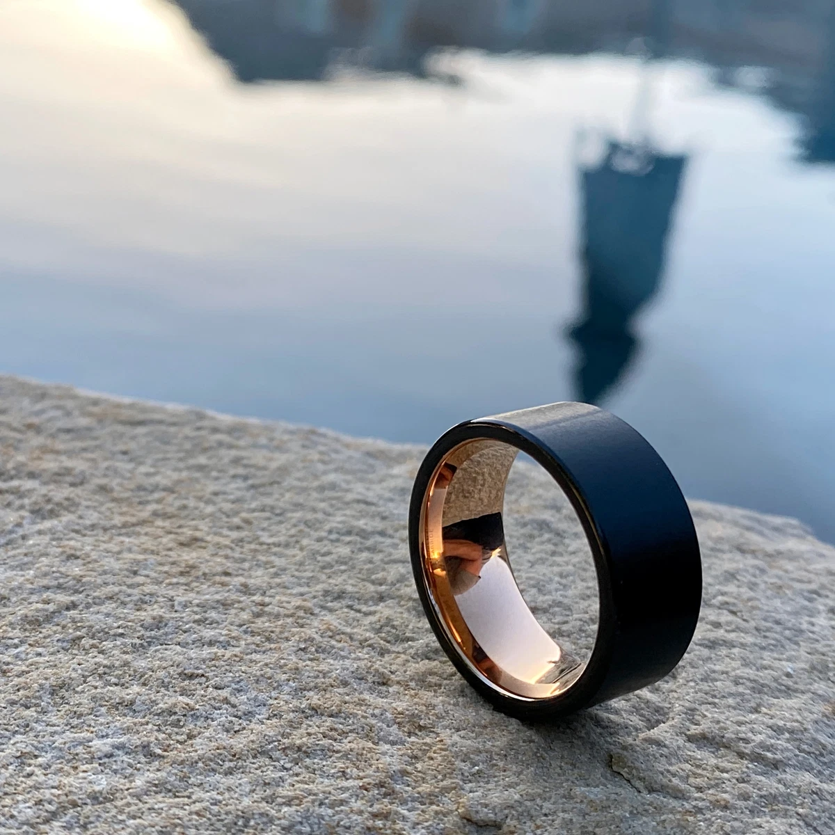 Mens black band ring sale