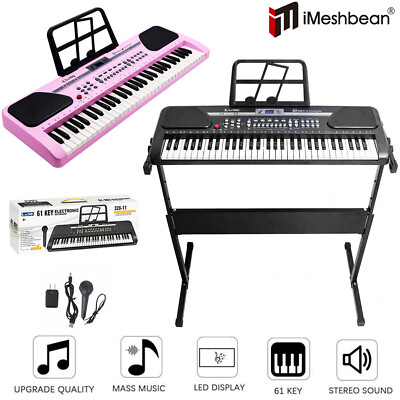 61 Key Music Electronic Keyboard Digital Piano Organ Microphone w/ Stand Option