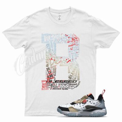 White BLESSED T Shirt for J1 Delta 2 Thermo White Sesame Crimson Two