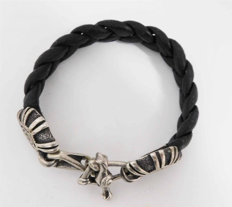 Pulsera Pawn Era Navajo .925 Plata Cuero 2000 Año Palanca Foto 4 de 4