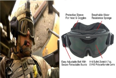 Gafas de prueba de tiro balístico militar táctico Desert Storm 3 lentes Negro