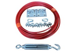 4mm Plastic Coated Wire Rope Catenary Kit With X2 Eye On Plate & Fittings 