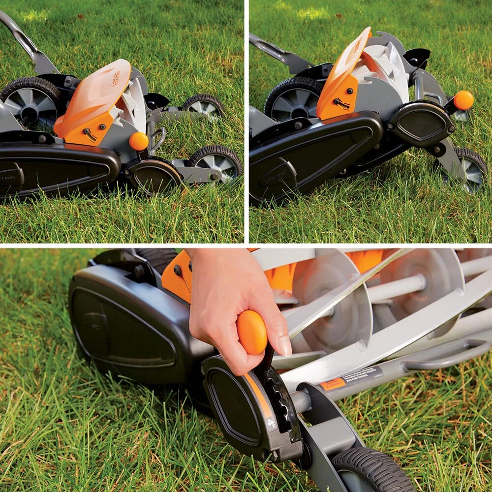 Fiskars Walk Behind Reel Mower 18 in Cut Manual Push Non-Electric