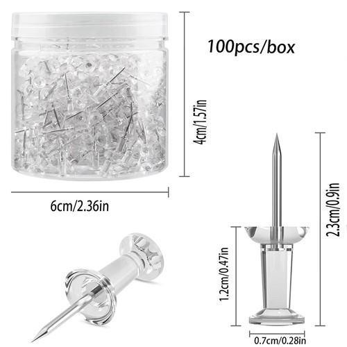 Colored Push Pin Thumb Tack Plastic Head Metal Point Durable Anti-Rust Re-usable - Picture 4 of 23
