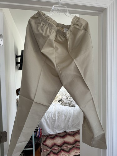 Blair Cotton Blend Stretch Comfort High Waist Straight Leg Beige Pants, Size XL - Picture 7 of 9