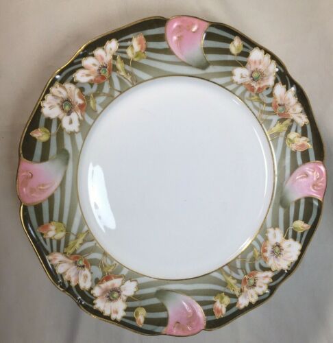 (8) R L Limoges 9.5 Inch Art Nouveau with Poppies DINNER PLATES - Picture 3 of 12