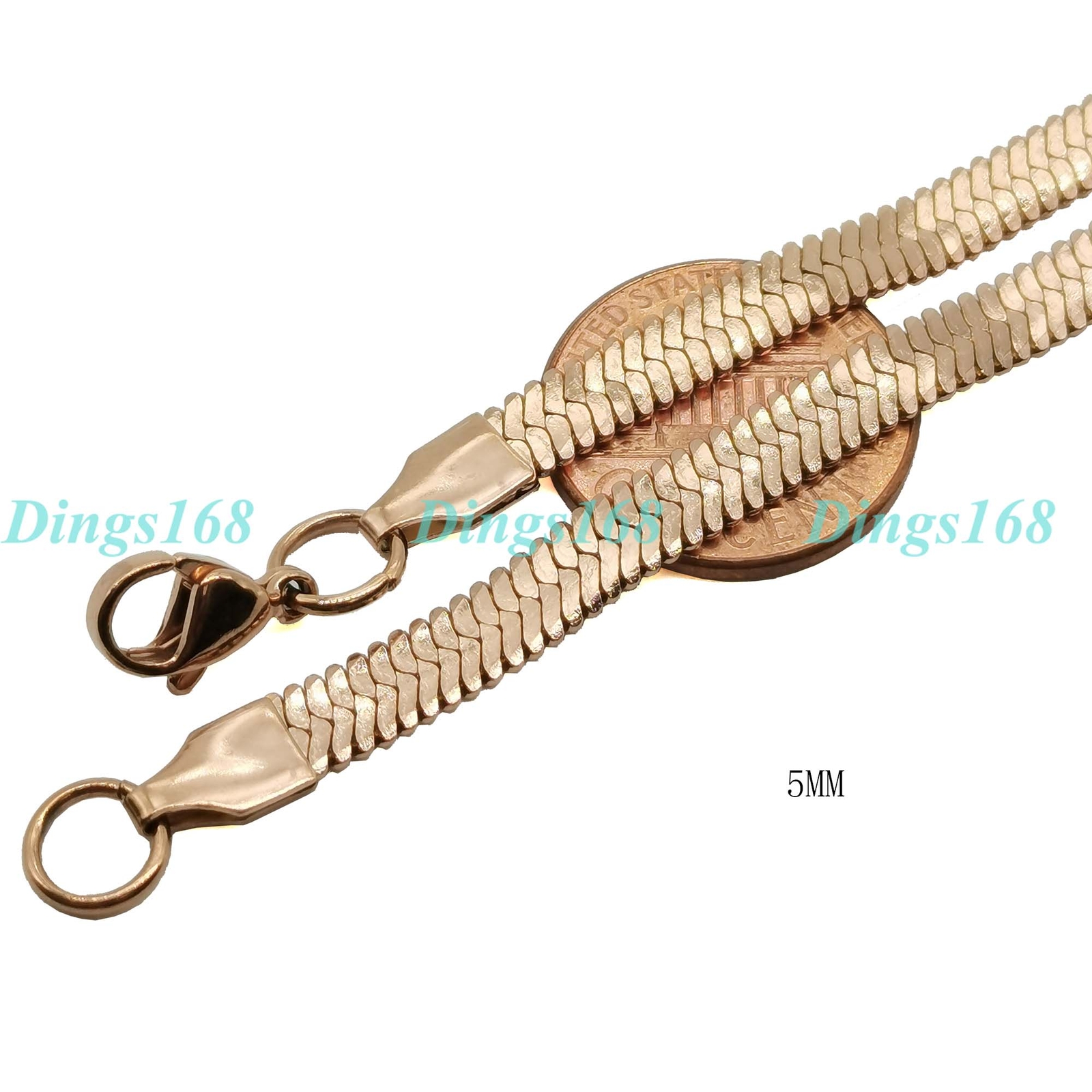 Designer Inspired Rose Gold Filled 16" 5mm Wide Flat Snake Choker Chain