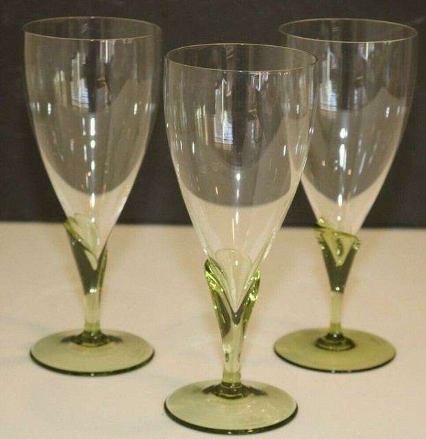 3 ROSENTHAL Lager CRYSTAL PAPYRUS GREEN TULIP STEM GLASSES 7 7/8" eBay