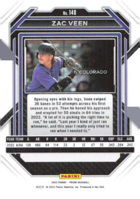 2023 Panini Prizm Baseball Zac Veen #148 | eBay