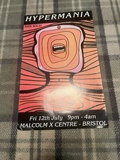Hypermania Malcolm X Centre Bristol 91 Rare Collectible Vintage Rave Flyer