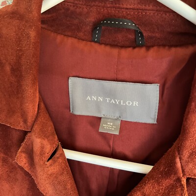 Ann Taylor Leather jacket Dark Orange Suede Jacket XS | eBay