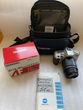 Minolta Dynax 404si Maxxum STsi Camera, FLASH, Tamron Lens Instr Manual Bag