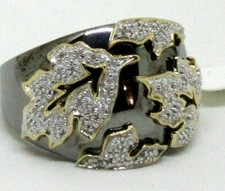 Sterling Silver/Dark Rhodium/18k Vermeil Leaf Ring. Size 8.