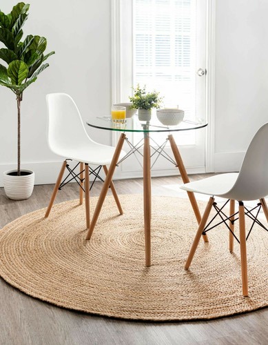 Round Rug 100% Natural Jute Farmhouse Area Rug Hand Woven Rustic Look Rug Rag - Picture 2 of 8