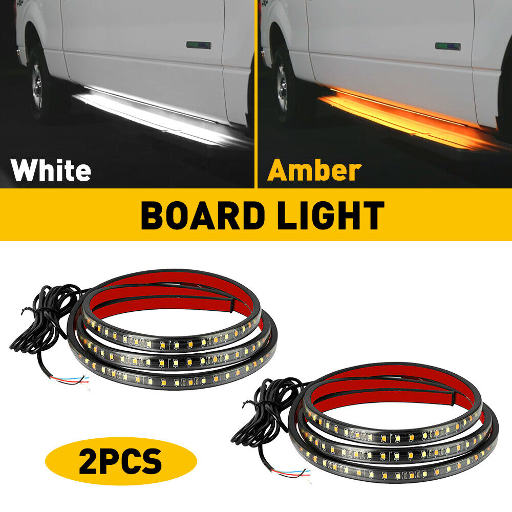 2 Board Running LED Light DRL Side Step Strip 60 Bar inch/60" Bright Amber New