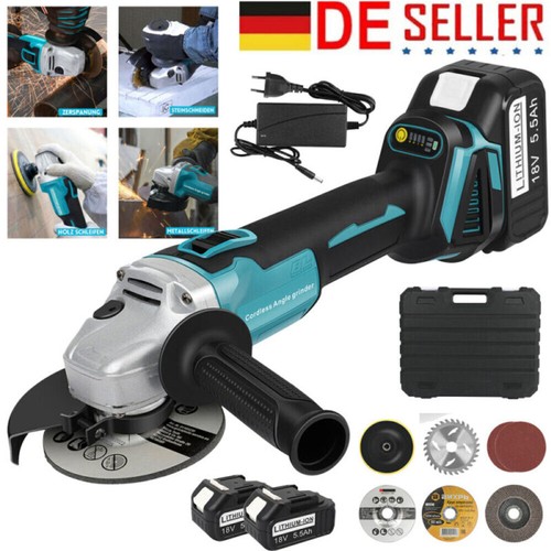 125mm Akku-Winkelschleifer Von Denotip – 1500W, 21V, Mit 2x 5Ah Akkus, Bürstenlos