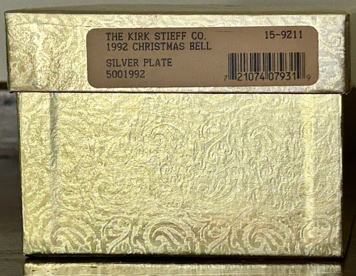 Vintage Kirk Stieff 1992 Silverplate Bell Ornament Music Box Christmas In Box - Picture 9 of 11