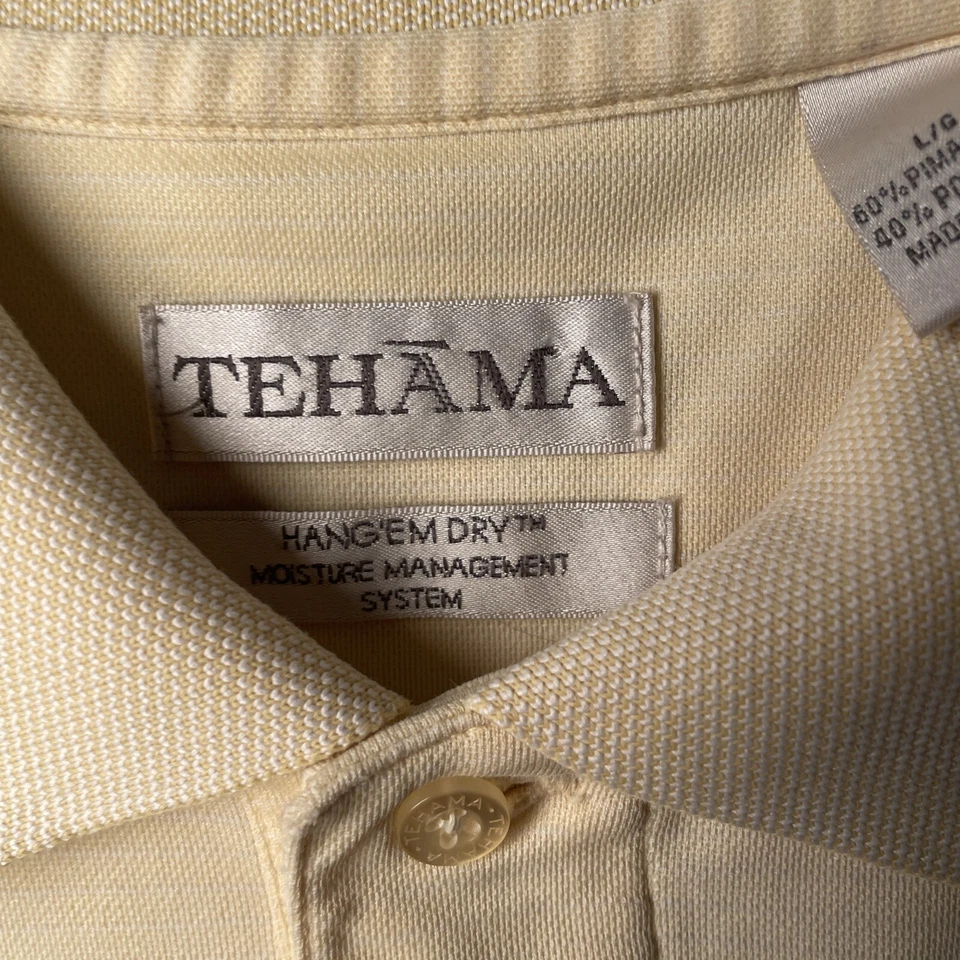 Tehama Polo Yellow  Striped Hang E’m Dry Moisture Management Foto 2 de 4