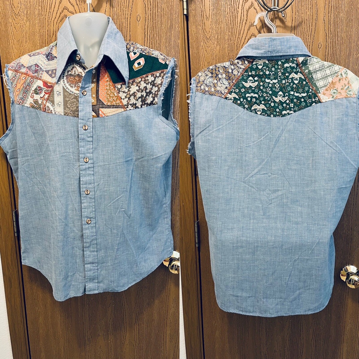 Vintage 60's Kennington Multi Color Patch Work Sleeveless XL
