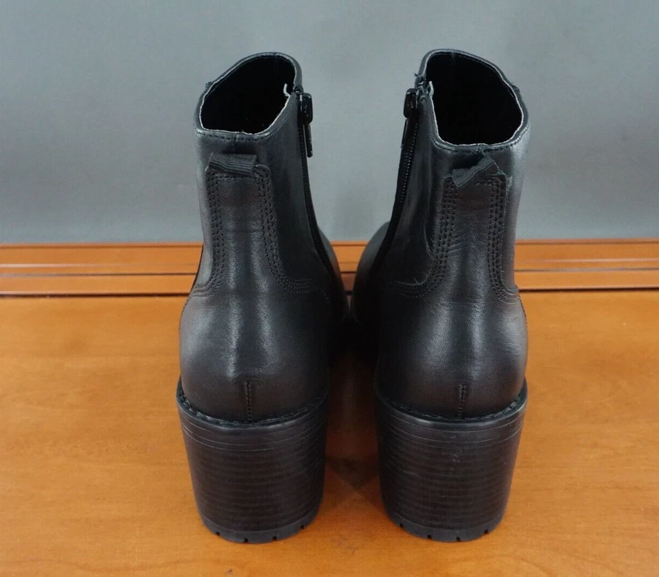 Andre Assous Milla Zapatos Mujer 8 Negro Cuero Cremallera Lateral Suela Botín al Tobillo Foto 4 de 4