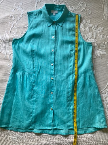 J. Jill Love Linen Blouse size Small Sleeveless Button 100% Linen Tunic Top - Picture 4 of 6