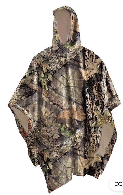 Mossy Oak Camo Rain Poncho One Size Fits Most Waterproof Hunting Camouflage NEW