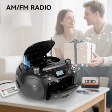 TR630 Portable CD/Cassette Tape Player AM/FM Radio Stereo Boombox MP3 For Party