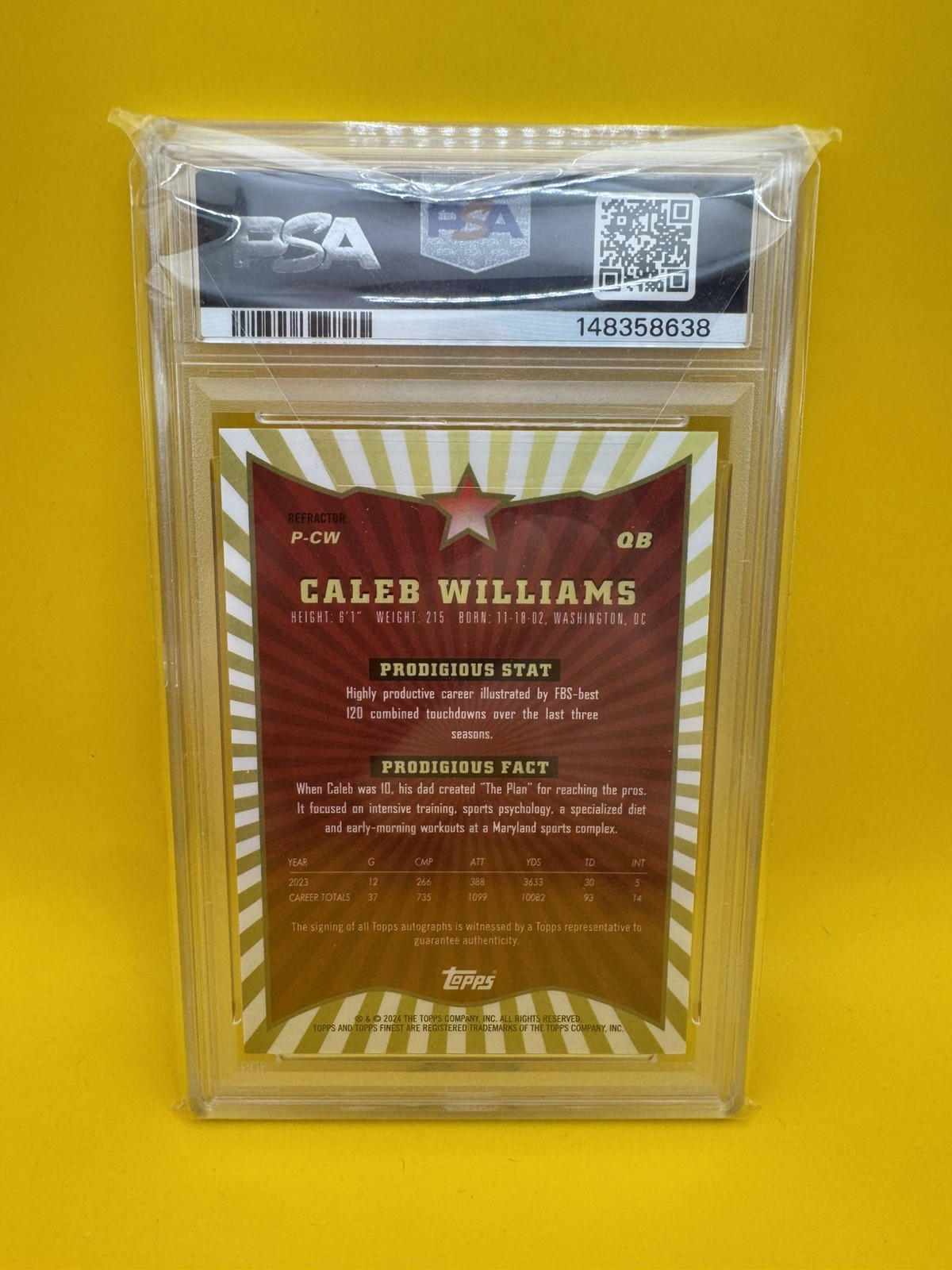 🔥 PSA10 Gem Mt 10 2024 Topps Finest Prodigies Autographs Caleb Williams 🔥 view 4