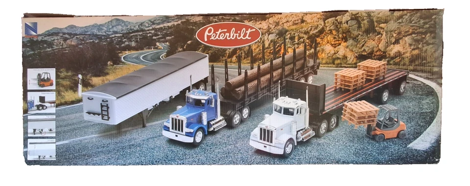 NUEVO JUEGO DE REMOLQUE TRACTOR RAY.PETERBUILTS 2 CAMIONES-3 REMOLQUES 1/32 en caja SIN ABRIR Foto 2 de 4