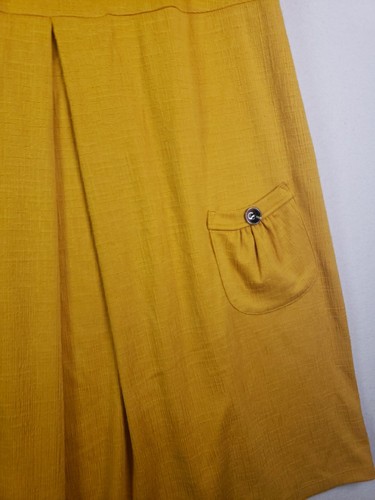 Enfocus Studio Daisy Yellow Short Sleeve Dress Pockets Buttons 60s Vibe Classic - Picture 4 of 13