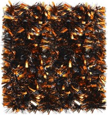 WILLBOND 6 Pcs Halloween Tinsel Garland, 39.4FT/12M, Black and Orange Mixed