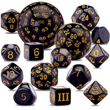 AUSTOR 15 Pieces Complete Polyhedral Dice Set D3-D100 Game Dice Set with a