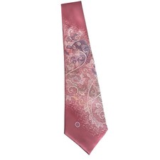 Halston III Men's Tie 57" x 3.5" Burgundy Plum Paisley Floral Pattern USA Made