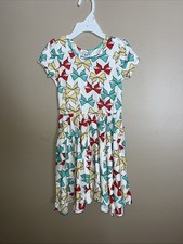 NWT Dot Dot Smile Girls 3/4 Cap Sleeved Twirly Dress With Bows