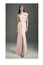 New White by Vera Wang Blush one shoulder chiffon gown brides maid Women 0