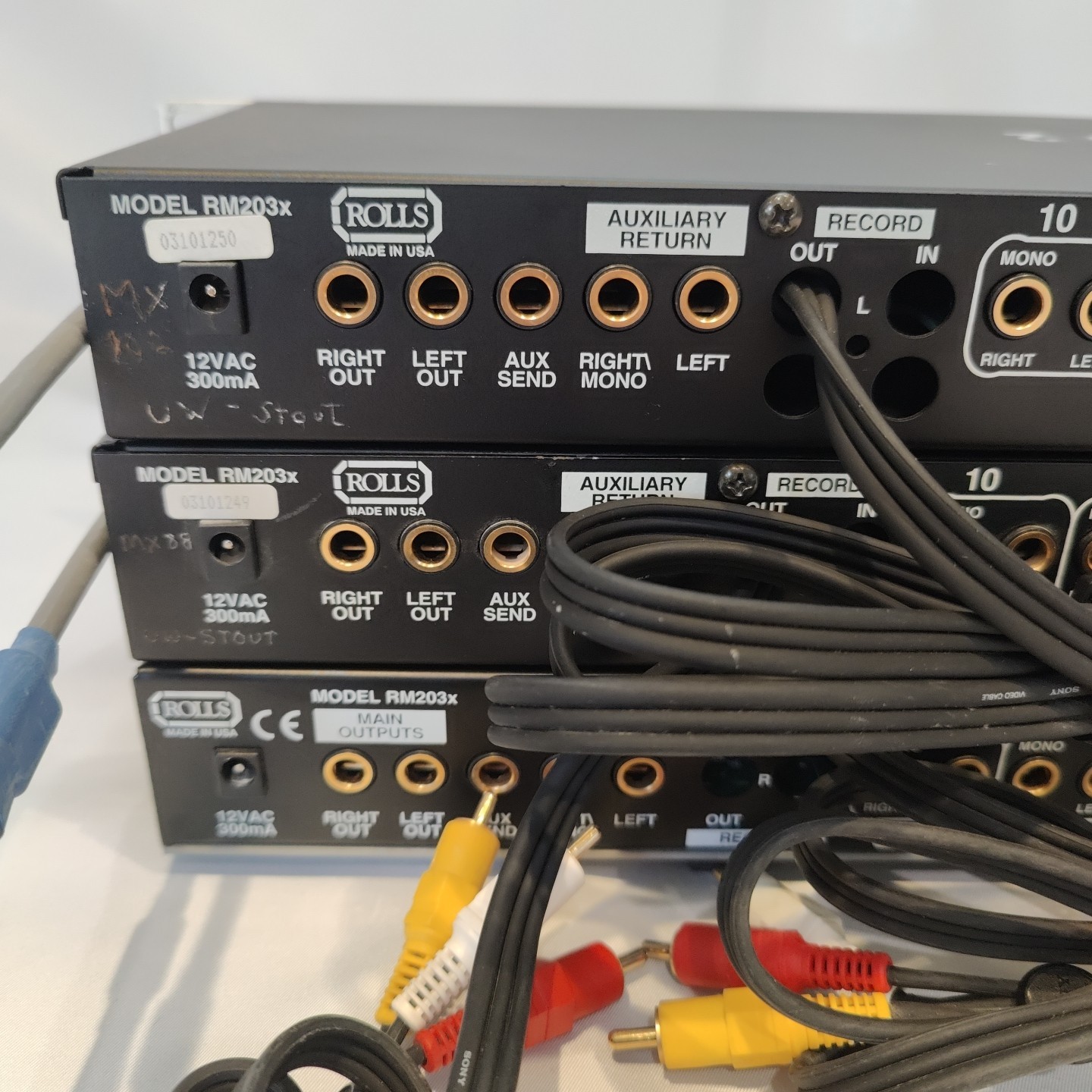 Lot Of  3 Rolls RM203X Stereo Mic Line Mixer Rack Used