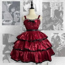 Wine red gothic Lolita dress, fairycore layered ruffle party Lolita dress