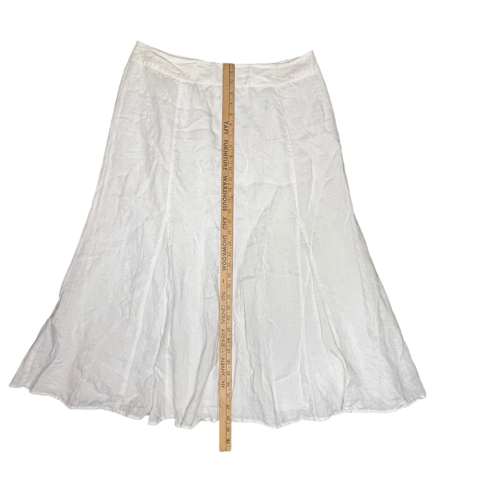 JM Collection Linen Skirt Womens 14 White Flowy Boho Cottagecore Lagenlook Lined - Image 2 of 4