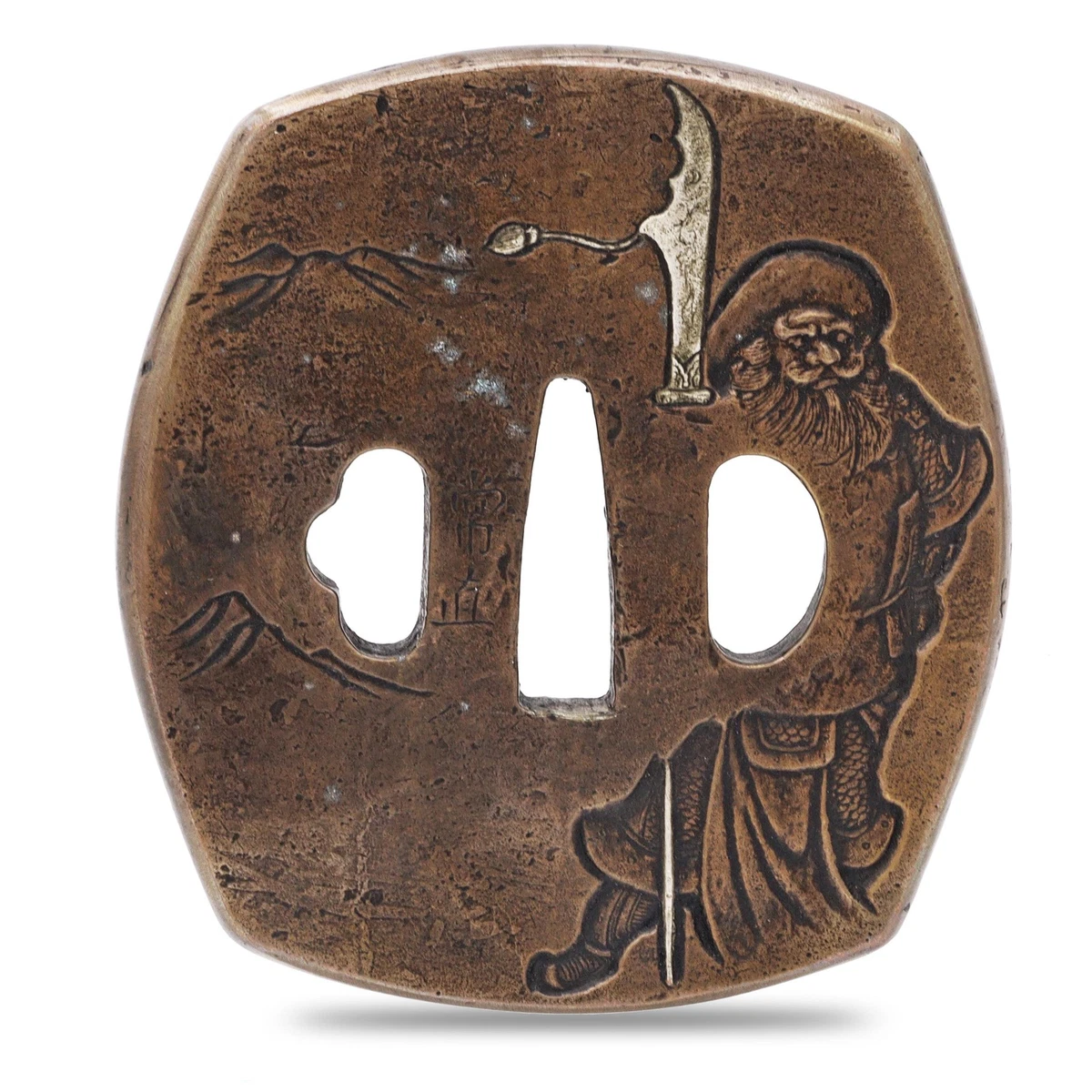 黄铜古董日本刀镡| eBay