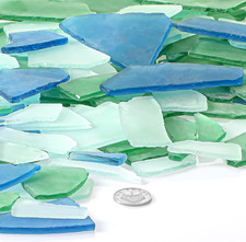 45 Oz Sea Glass Frosted Sea Glass Bulk, Blue Light Green and Clear