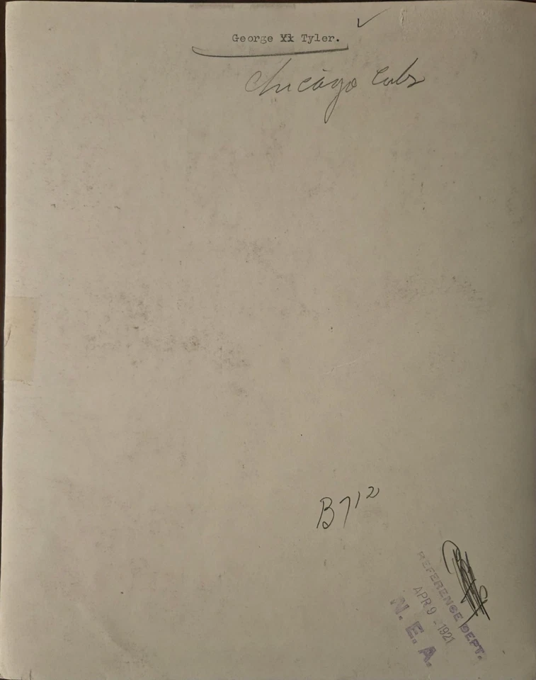 Chicago Cubs Pitcher George "Lefty" Tyler Golfs 1921, Origonal Type 1 Photo 8x10 - Image 2 of 2