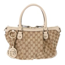 Gucci Handbag Beige Ebony Ivory 247902 GG Canvas Leather Ladies Handbag Gucci Ha